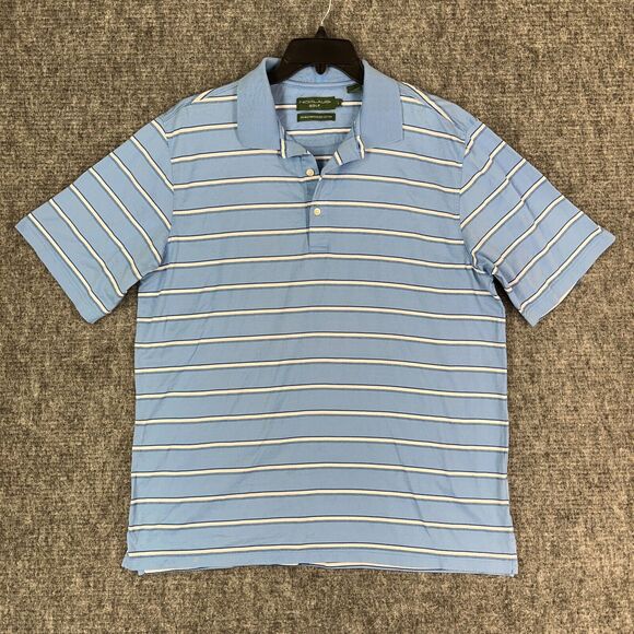 Jack Nicklaus Shirt Large Mens Polo Loose‎ Golfing Golf Cotton Blue Striped - Picture 1 of 11